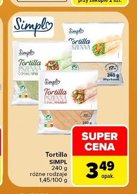 Tortilla pszenna Simpl promocja w Carrefour