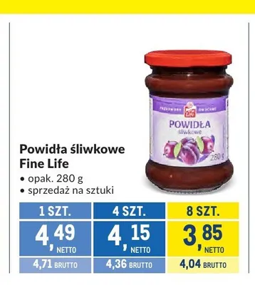 Powidła śliwkowe Fine Life promocja w Makro