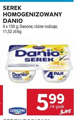 Serek homogenizowany Danio Danone 4-pak promocja w Stokrotka