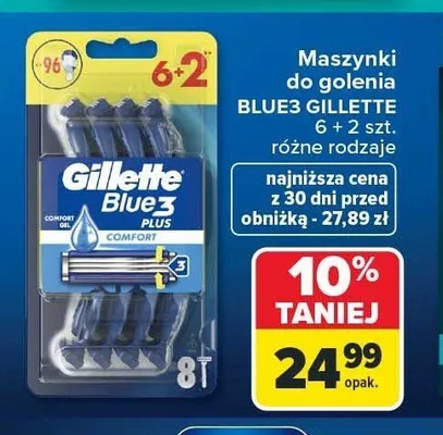 Maszynki do golenia Gillette Blue3 Comfort 8-pak promocja w Carrefour Market