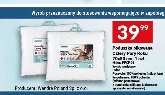 Poduszka pikowana Cztery Pory Roku Wendre 70x80 cm promocja w Twój Market