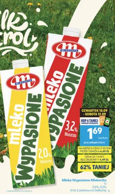 Mleko Wypasione Mlekovita 2,0% promocja w Delikatesy Centrum