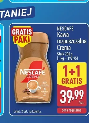 Kawa rozpuszczalna Crema Nescafe promocja w Aldi