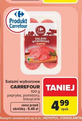 Salami wyborowe Carrefour papryka promocja w Carrefour