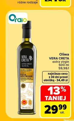 Oliwa Vera Creta extra virgin promocja w Carrefour Market