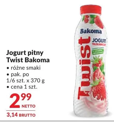 Jogurt pitny Twist Bakoma promocja w Makro