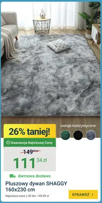 Pluszowy dywan SHAGGY 160x230cm promocja w ERLI