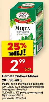Herbata ziołowa Malwa 20T, 30-40 g promocja w Twój Market