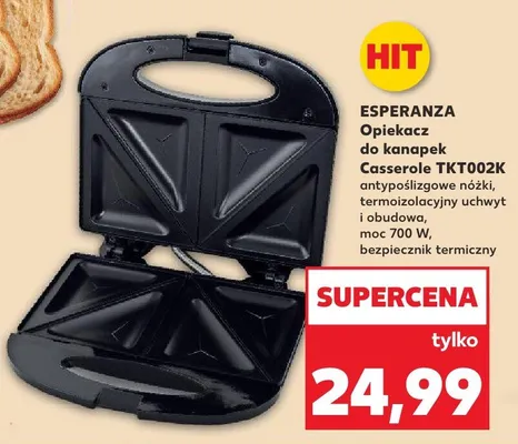 Opiekacz do kanapek Casserole TKT002K promocja w Kaufland