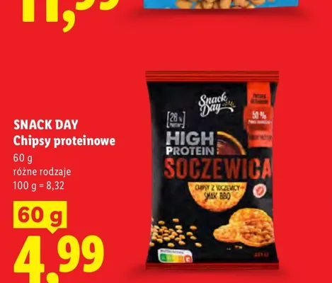 Chipsy proteinowe z soczewicy Snack Day smak BBQ promocja w Lidl