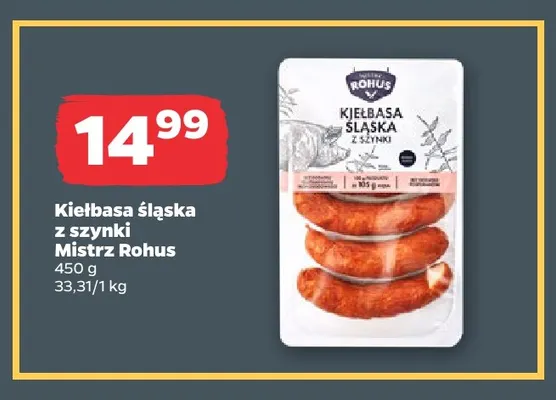 Kiełbasa śląska z szynki Mistrz Rohus promocja w Netto