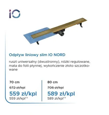 Odpływ liniowy slim IO NORD 80 cm promocja w Blu Salony Łazienek