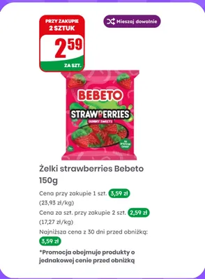 Żelki strawberries promocja w Dino