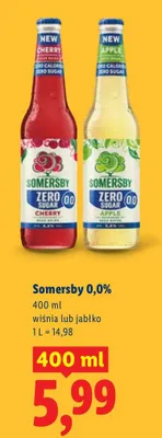 Piwo bezalkoholowe Somersby 0,0% wiśnia lub jabłko promocja w Lidl
