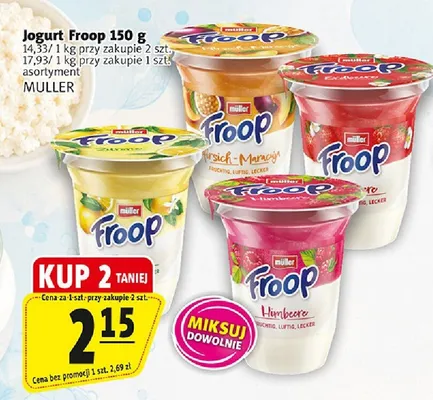 Jogurt Froop cytrynowy Müller promocja w Prim Market