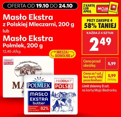 Masło ekstra z Polskiej Mleczarni promocja w Biedronka