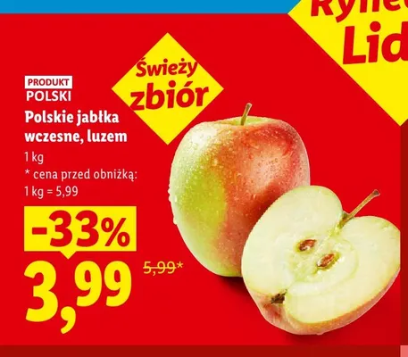Jabłka polskie wczesne luzem promocja w Lidl