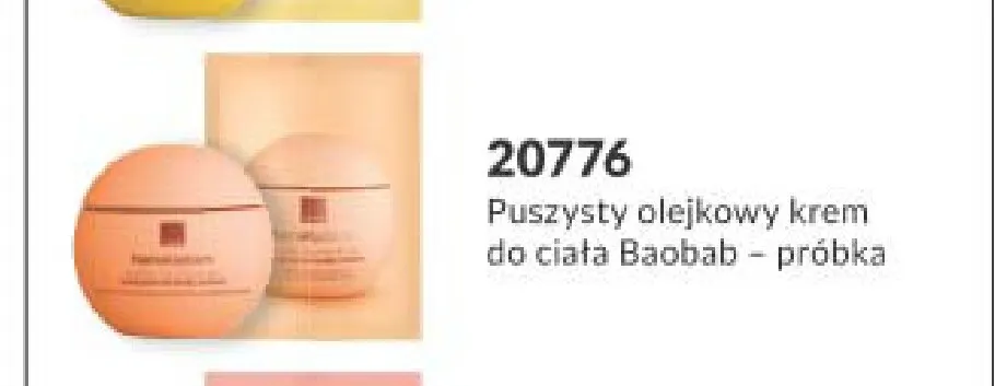 Puszysty olejkowy krem do ciała Baobab próbka Avon promocja w AVON