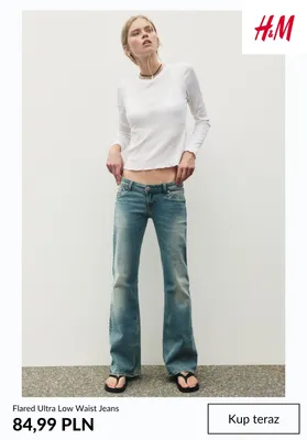 Jeansy damskie Flared Ultra Low Waist H & M promocja w H&M
