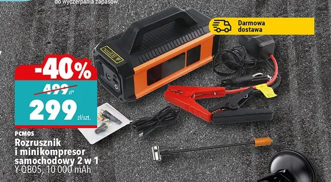Rozrusznik i minikompresor samochodowy 2 w 1 12000+ 10000 mAh promocja w Biedronka
