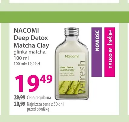 Glinka matcha Deep Detox Matcha Clay Nacomi promocja w Hebe