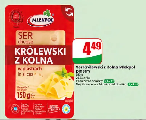 Ser Królewski z Kolna Mlekpol plastry promocja w Dino