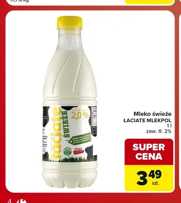 Mleko świeże Łaciate 2% promocja w Carrefour Market