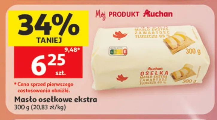 Masło osełkowe ekstra Auchan promocja w Auchan