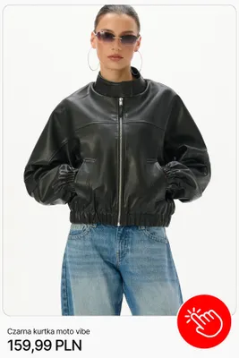 Czarna kurtka moto vibe Cropp promocja w Cropp