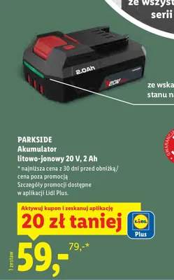 Akumulator litowo-jonowy 20 V, 2 Ah promocja w Lidl