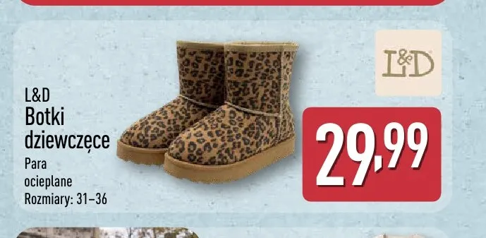 Botki dziewczęce L & D promocja w Aldi