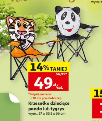 Krzesełko dziecięce panda 57x36,5x66cm promocja w Auchan