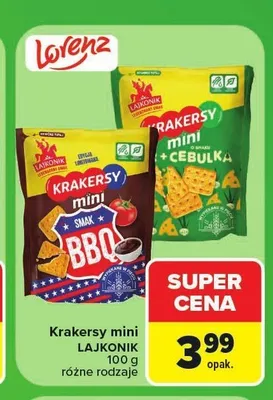 Krakersy mini Lajkonik z cebulką promocja w Carrefour Market