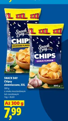 Chipsy ziemniaczane o smaku musztardowym Snack Day XXL promocja w Lidl
