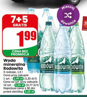 Woda mineralna Rodowita niegazowana promocja w Dino
