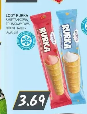 Lody rurka Nordis truskawkowa promocja w Słoneczko