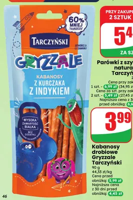 Kabanosy drobiowe Gryzzale Tarczyński promocja w Dino