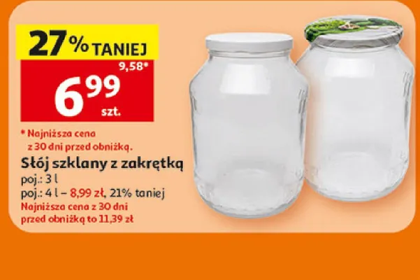 Słój szklany z zakrętką poj.: 3l promocja w Auchan