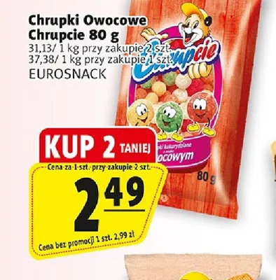 Chrupki owocowe Chrupcie EUROSNACK promocja w Prim Market