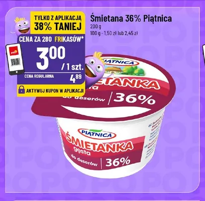 Śmietana gęsta do deserów Piątnica 36% promocja w POLOmarket