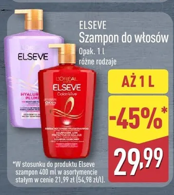 Szampon do włosów L'Oréal Elseve Hyaluron Plump promocja w Aldi
