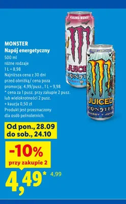 Napój energetyczny Monster Juiced Aussie Lemonade promocja w Lidl