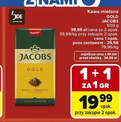 Kawa mielona Jacobs Gold promocja w Carrefour Market