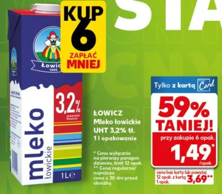 Mleko łowickie UHT 3,2% promocja w Kaufland