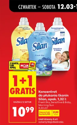 Koncentrat do płukania tkanin 1,32 l, różne rodzaje 1+1 GRATIS promocja w Biedronka