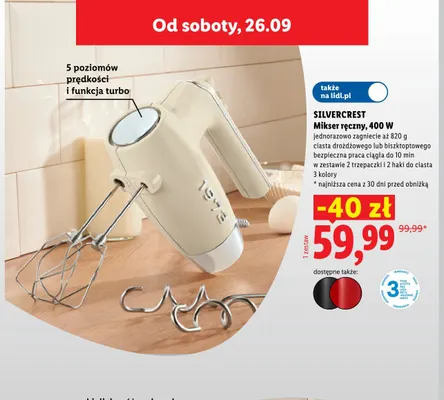 Mikser ręczny Silvercrest 400W promocja w Lidl