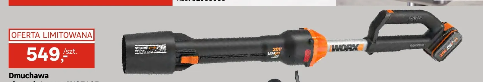 Dmuchawa akumulatorowa WG543E Worx promocja w Leroy Merlin