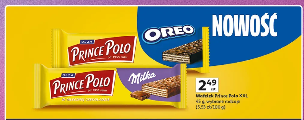 Wafelek Prince Polo Milka XXL promocja w Auchan