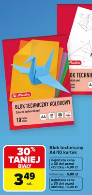 Blok techniczny kolorowy A4 10 kartek Herlitz promocja w Carrefour