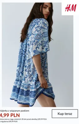 Szmizjerka z wiązanym paskiem H&M promocja w H&M